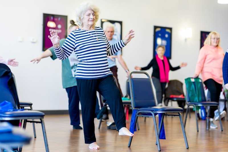 Older women participating in an exercise class