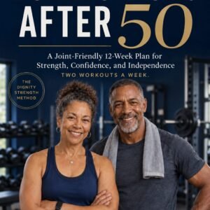 Build Strong After 50 book cover — a man and woman in their 50s and 60s smiling in a gym setting